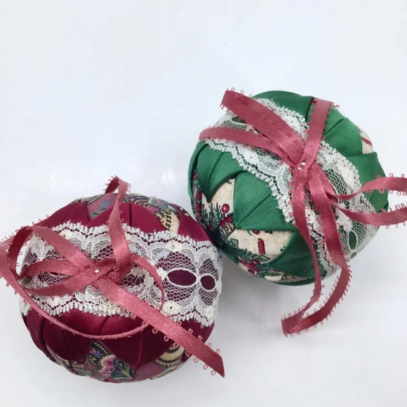 Handmade VTG Quilted Christmas Ornaments Red Green Star Cottagecore Farmhouse - Picture 3 of 10